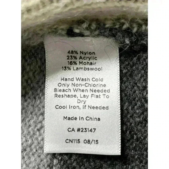 Talbots Sweater Medium Petite MP Mohair Lambswool Blend Stripe Deer Winter Scene - Picture 4 of 5